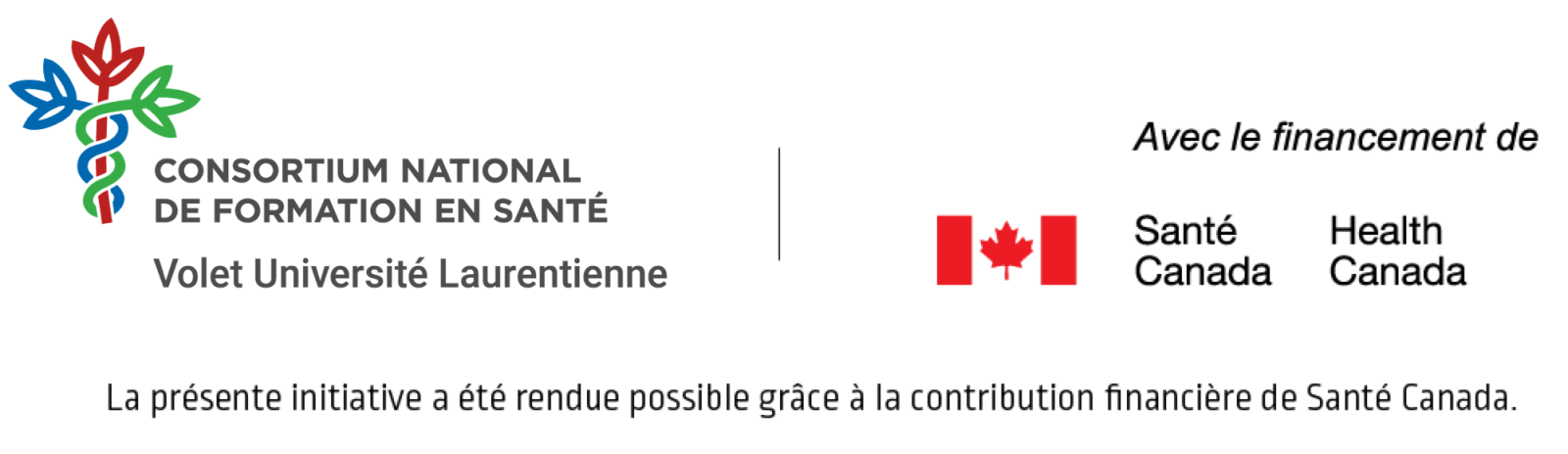 Logo du Consortium National en Formation de la Santé de l'Université Laurentienne et le logo de Santé Canada.