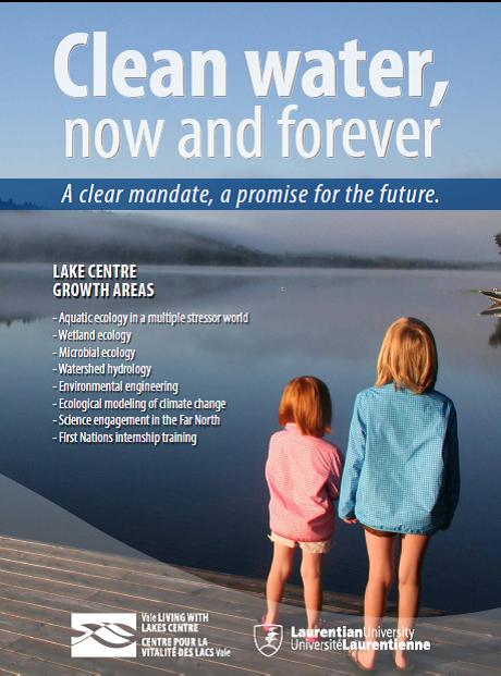 Clean water, Now and Forever logo with children facing towards a lake