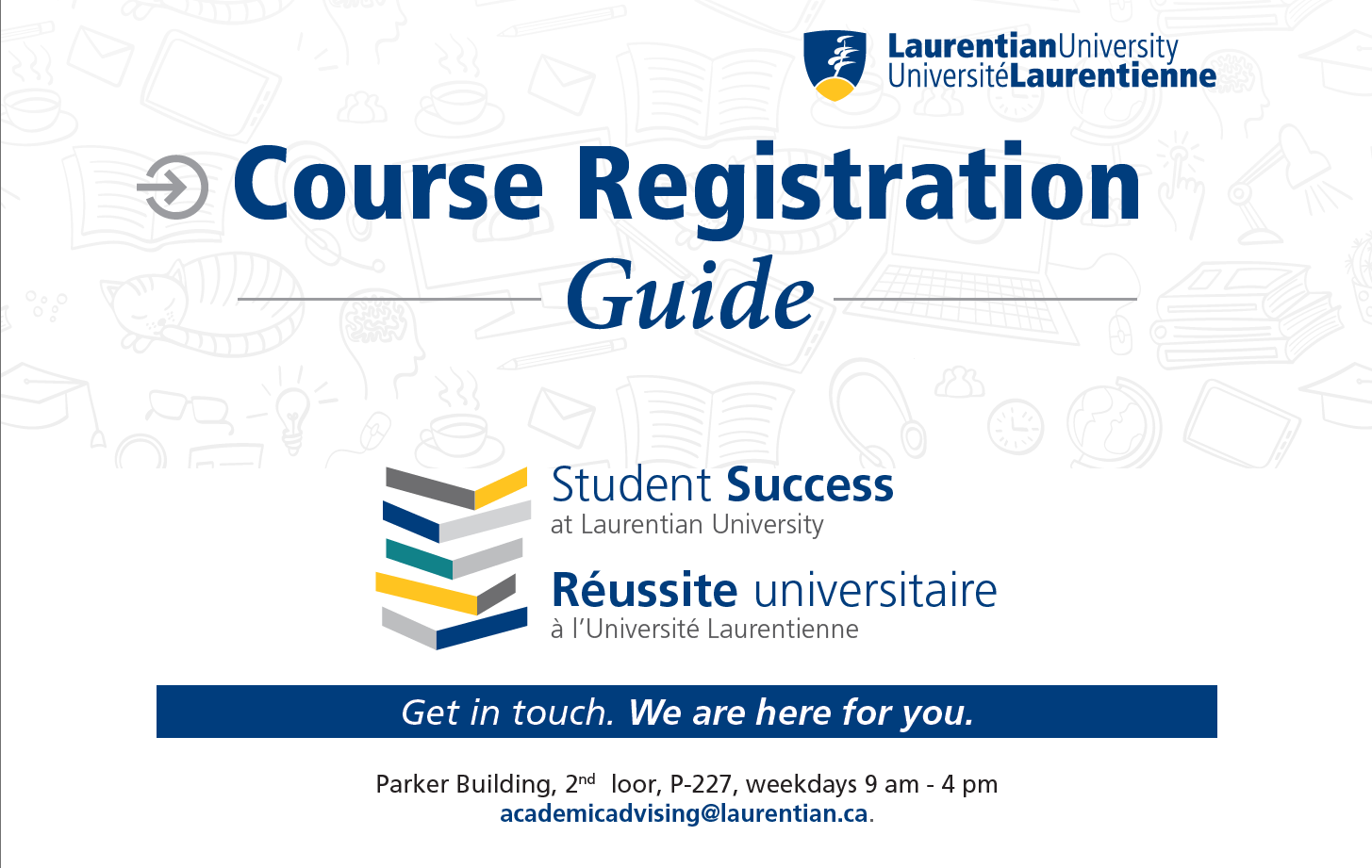 Splash art of the course registration Guide. Hosted by the Student Success Team. Tag line: 