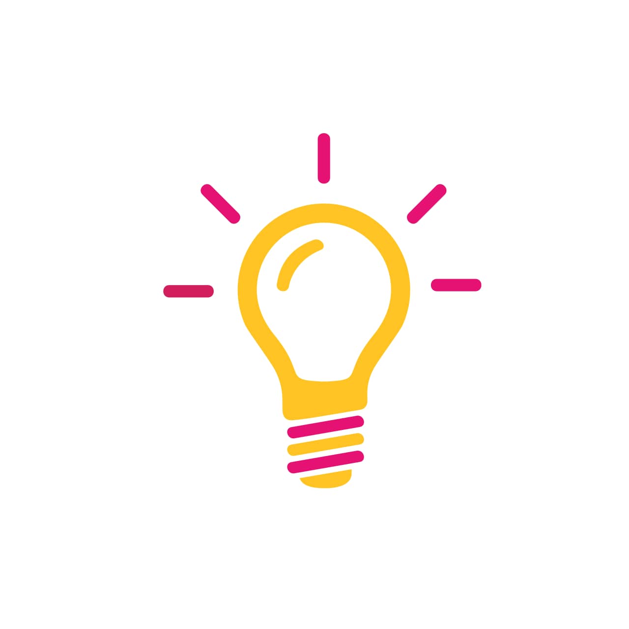 Drawing of a pink and yellow lightbulb 