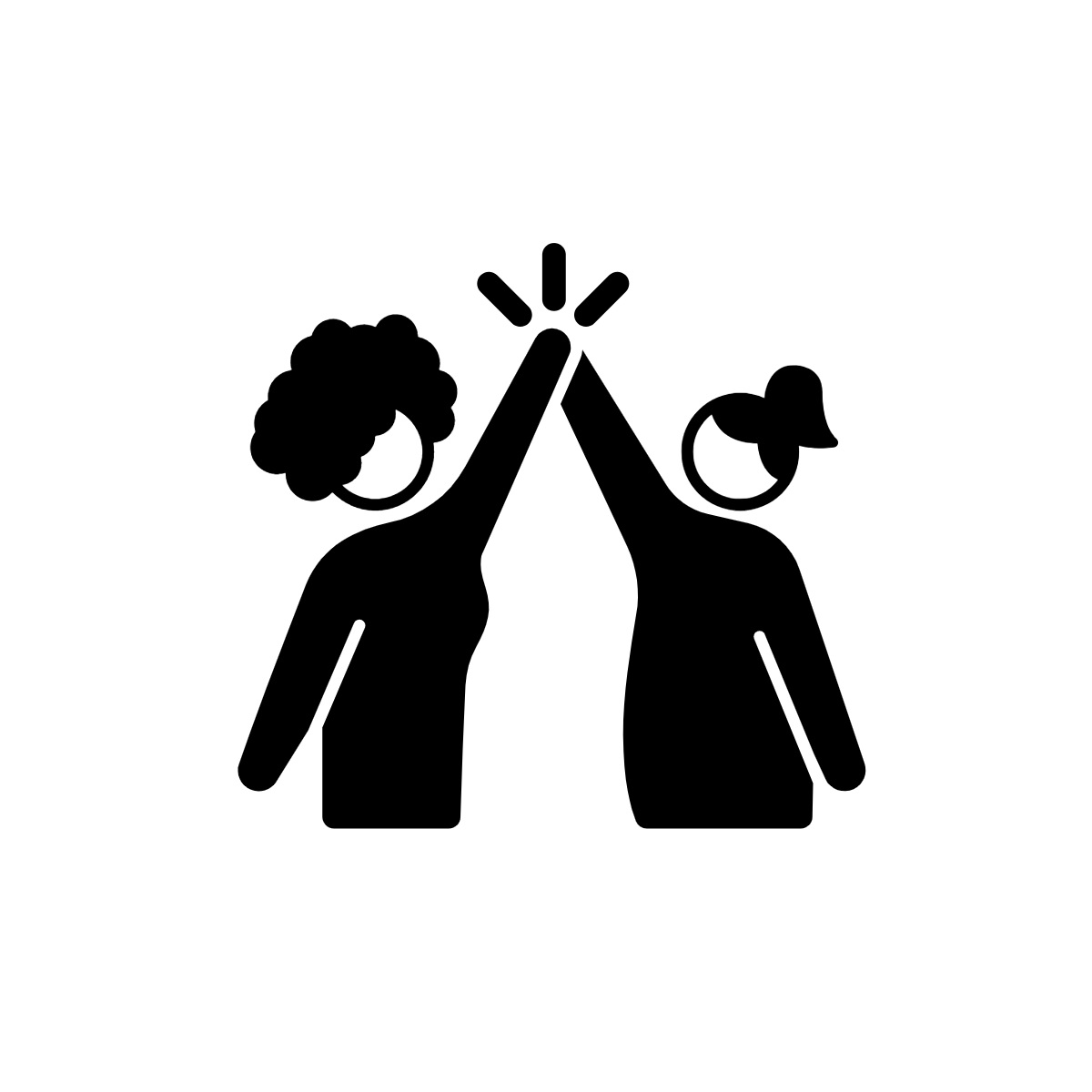 Drawing of two women high-fiving