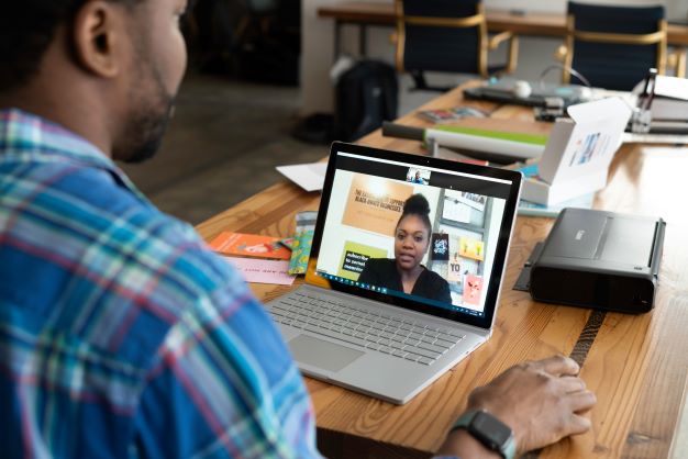 Student on a zoom call.