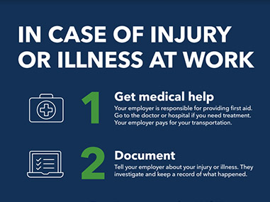 In case of injury or illness at work steps 