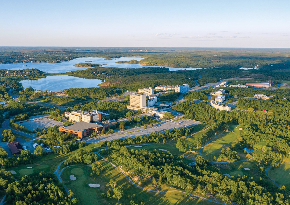 An aerial view of Laurentian University’s campus in Sudbury, Ontario.