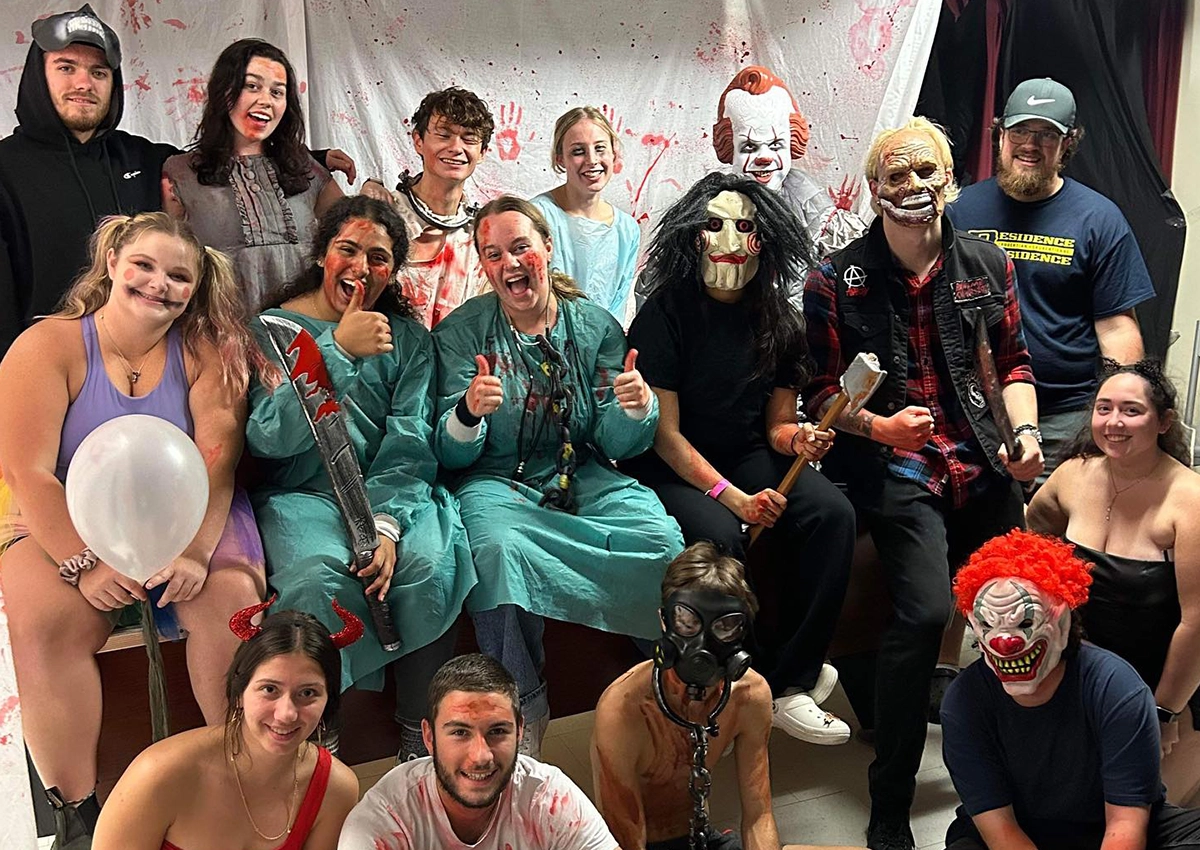 Laurentian University students dressed up for the Haunted House Fundraiser.