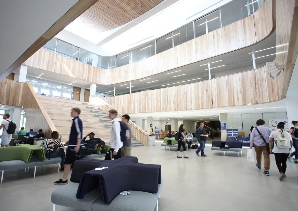 The atrium of the Parker Building.