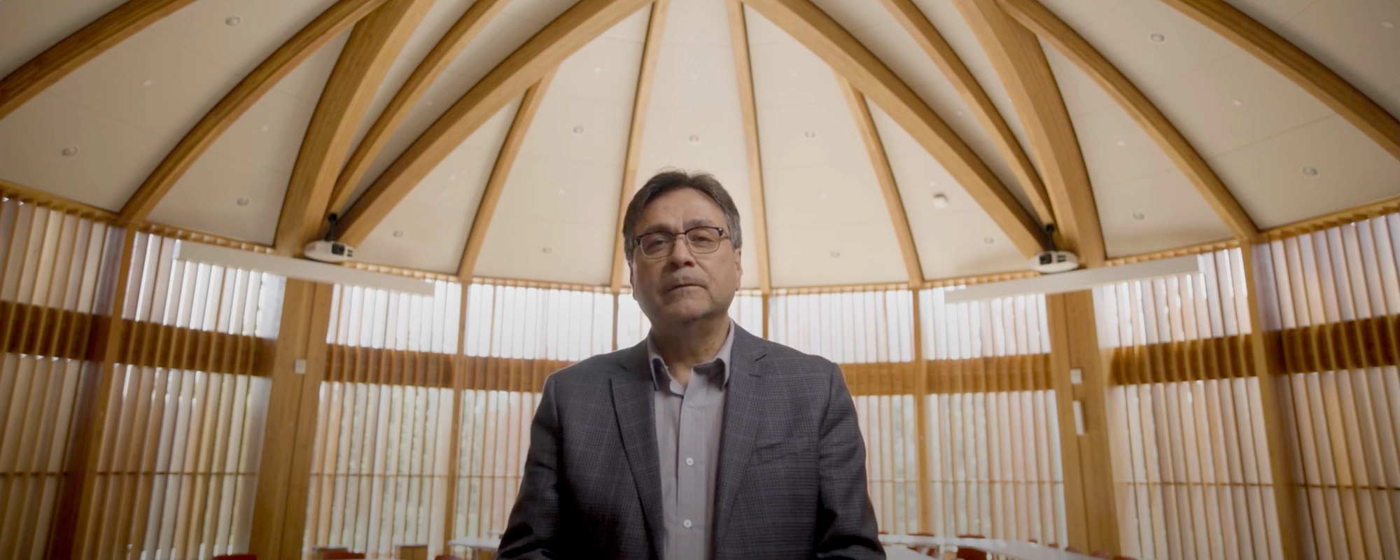  Dominic Beaudry, the Associate Vice President of Academic and Indigenous Programs, in the Indigenous Sharing and Learning Centre at Laurentian University.