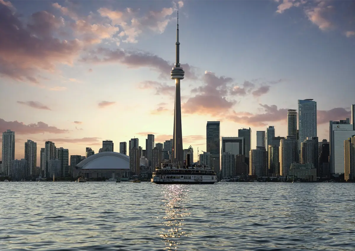 The Toronto skyline and Lake Ontario.