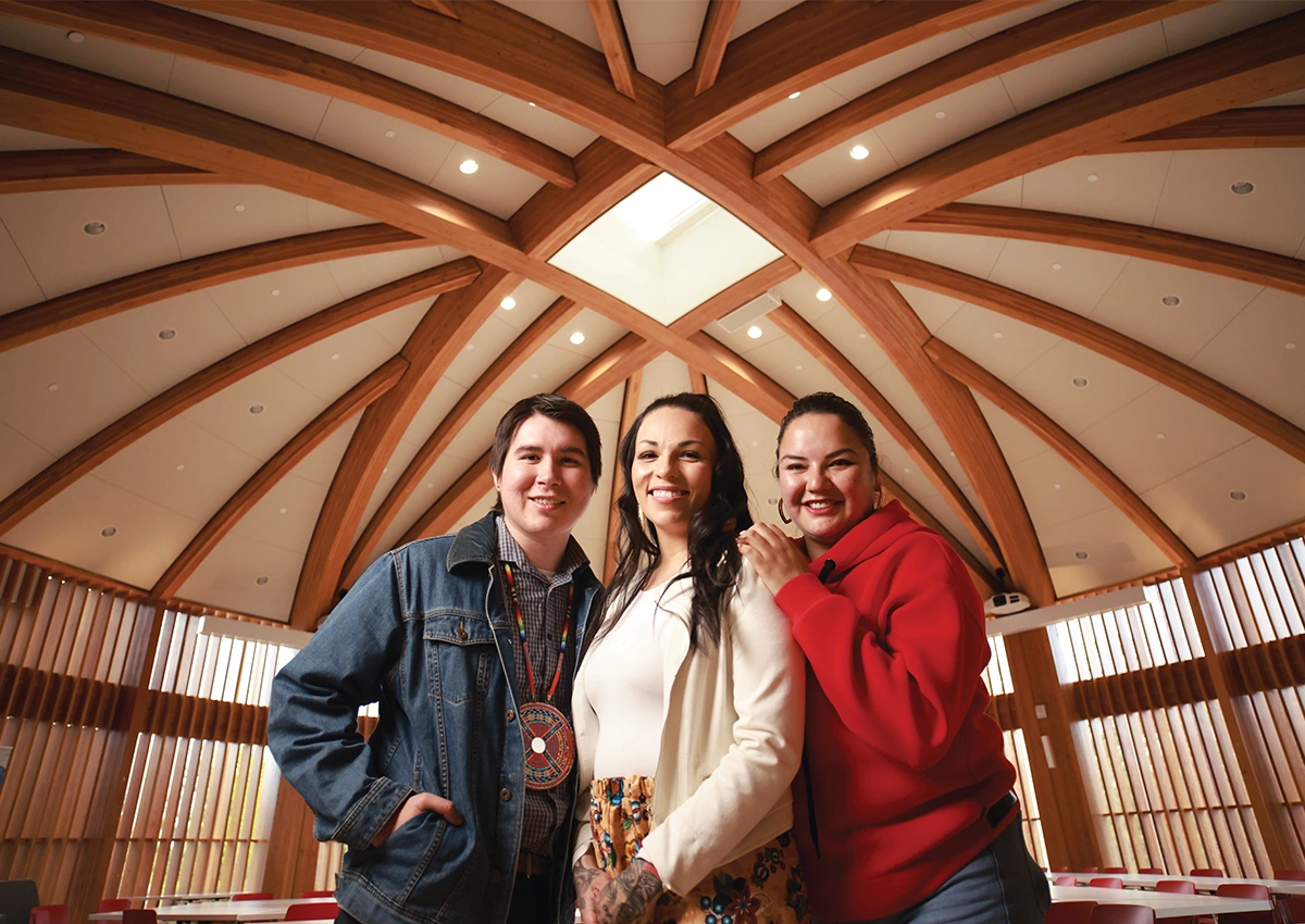 Indigenous students in the Indigenous Sharing and Learning Centre at Laurentian University.
