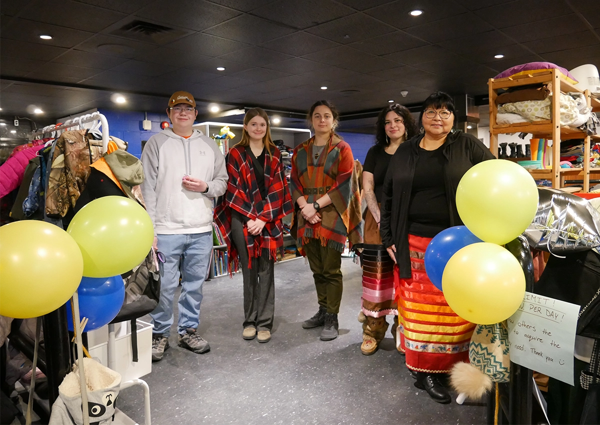Staff of the Laurentian Free Store gather together for a photo at its grand opening.