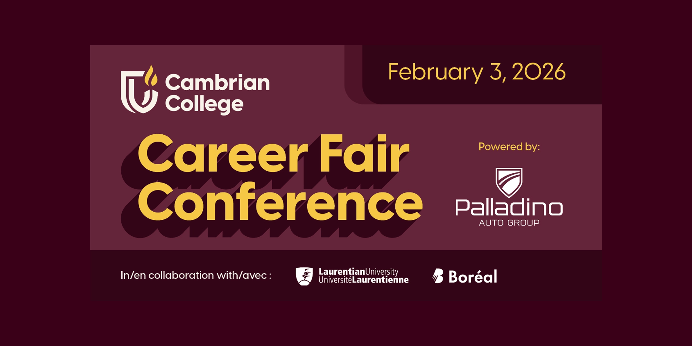 Promotional graphic for Cambrian College Career Fair Conference.