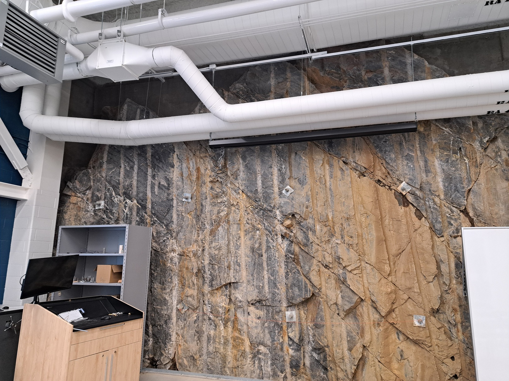 Rock wall inside the lab