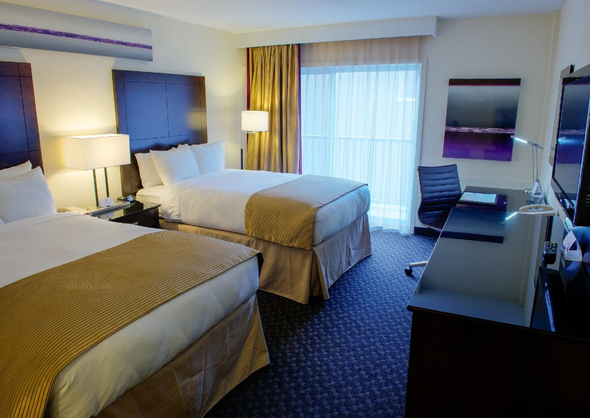 An interior view of a room in the Radisson hotel.