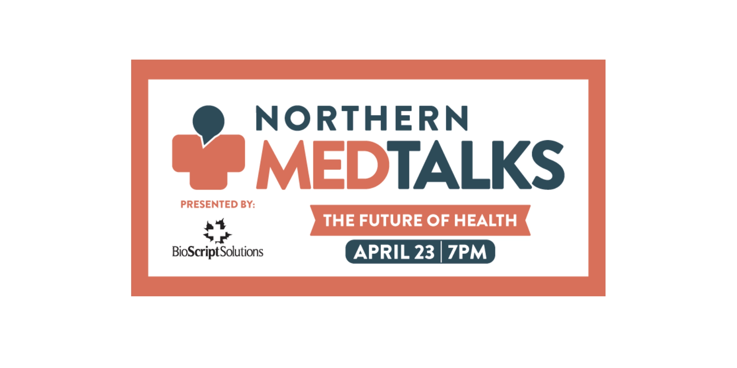 Northern MedTalks logo: an orange cross with a navy chat bubble at the top of it.