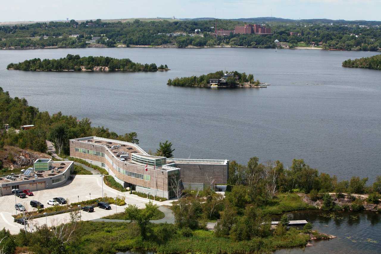 An aerial view of the Vale Living with Lakes Centre.