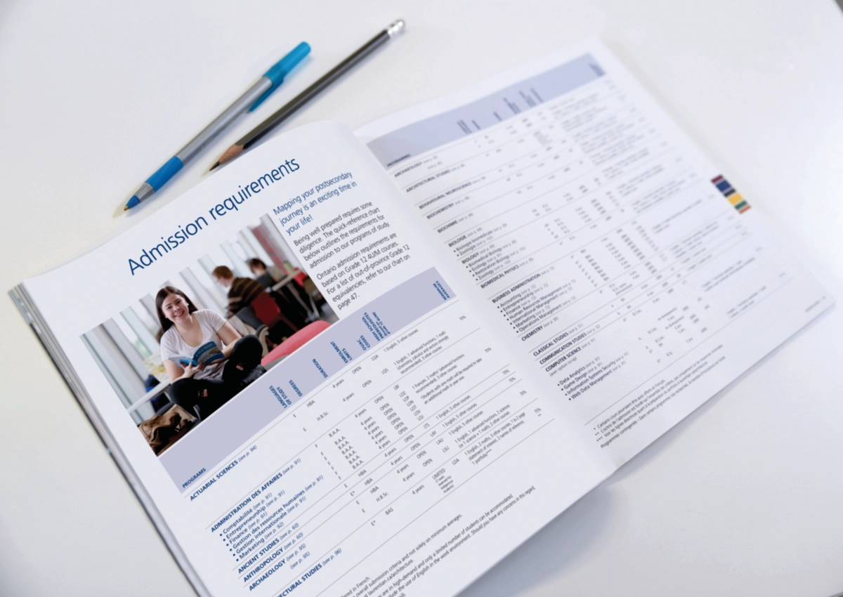 The Laurentian University viewbook Admission Requirements page.