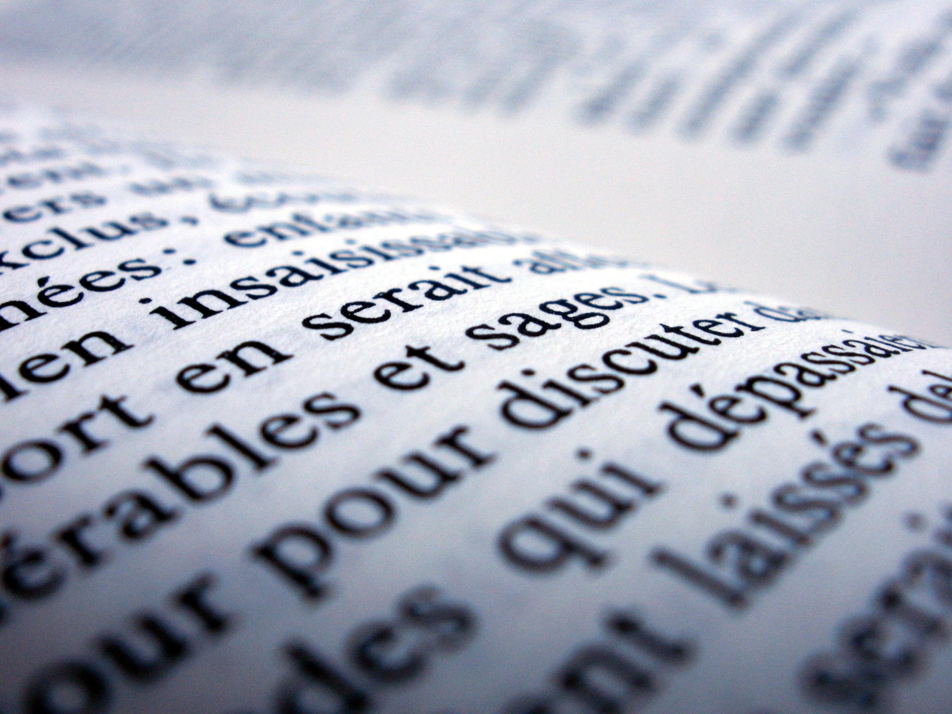 Livre en français en gros plan