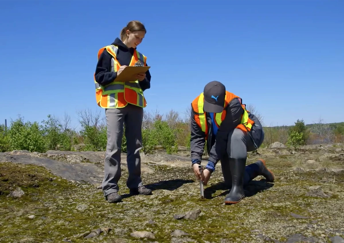 Laurentian University Environmental Solutions students working in the field.