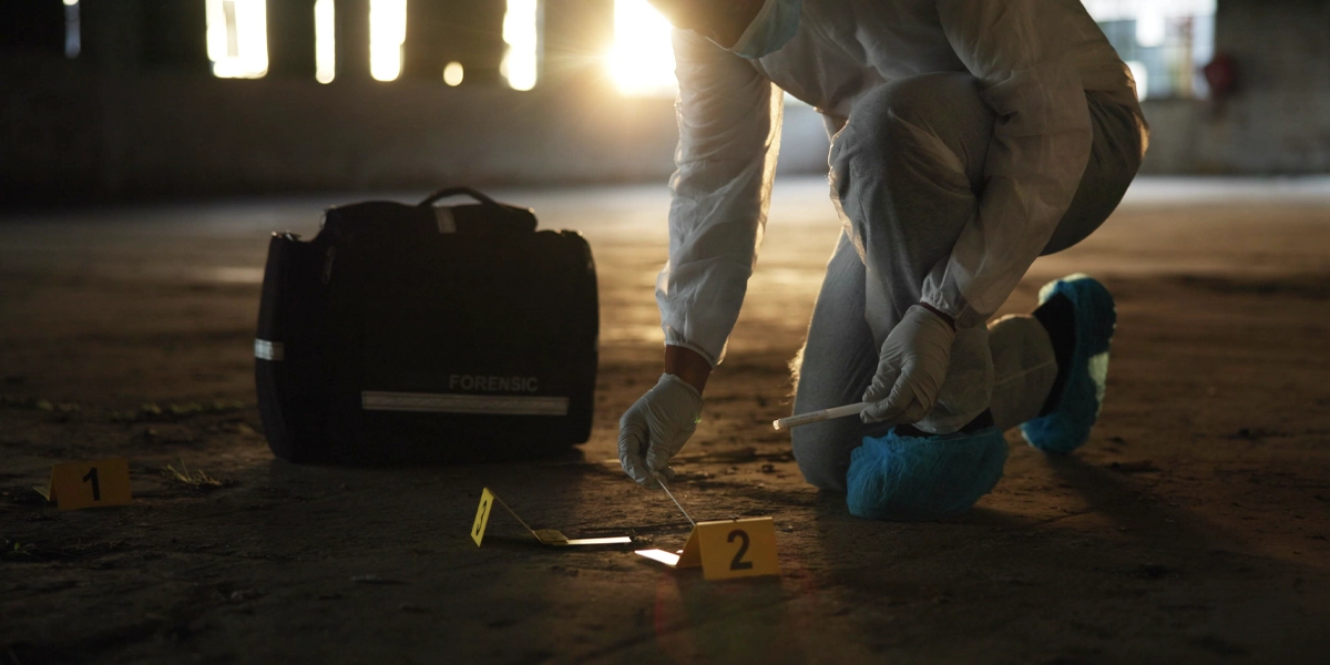 Forensic scientist working in the field.
