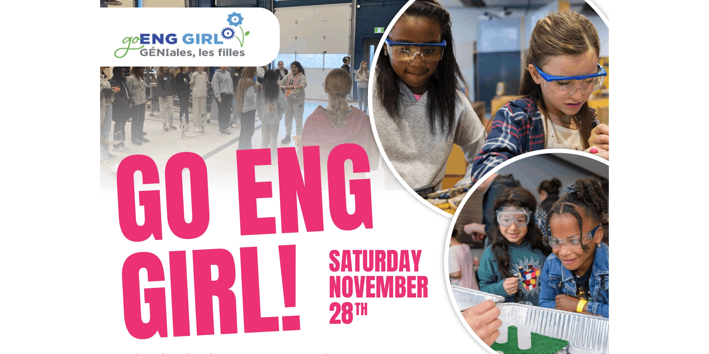 A collage of young students participating in introductory engineering activities.