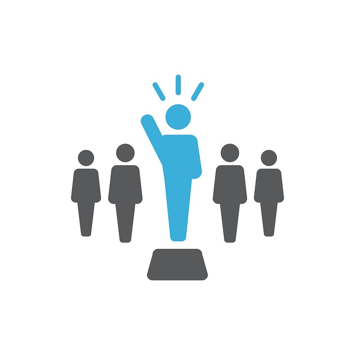 Three people icons waving.