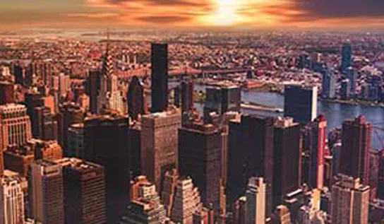 The New York City skyline.