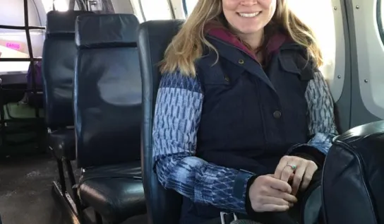 Rebecca Foreshew in a bus 