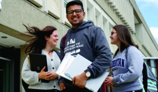 Laurentian University students on campus.
