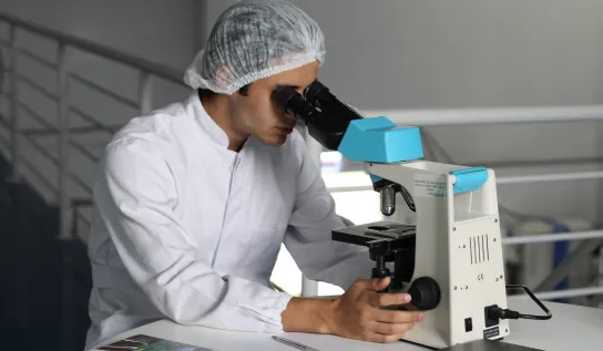 A student is using a microscope