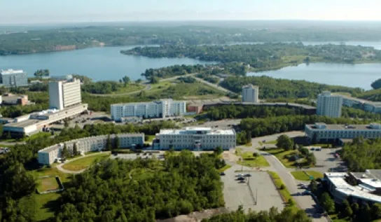 An aerial view of Laurentian University's campus