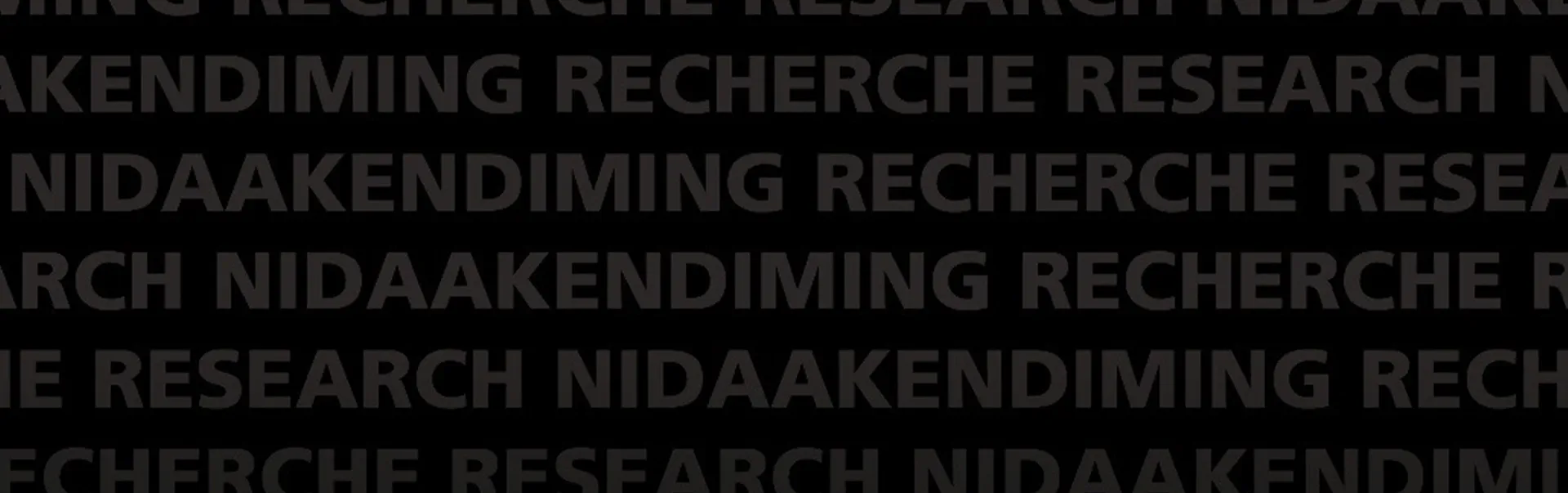 Research written in English, Aanishinabemowin, and French.