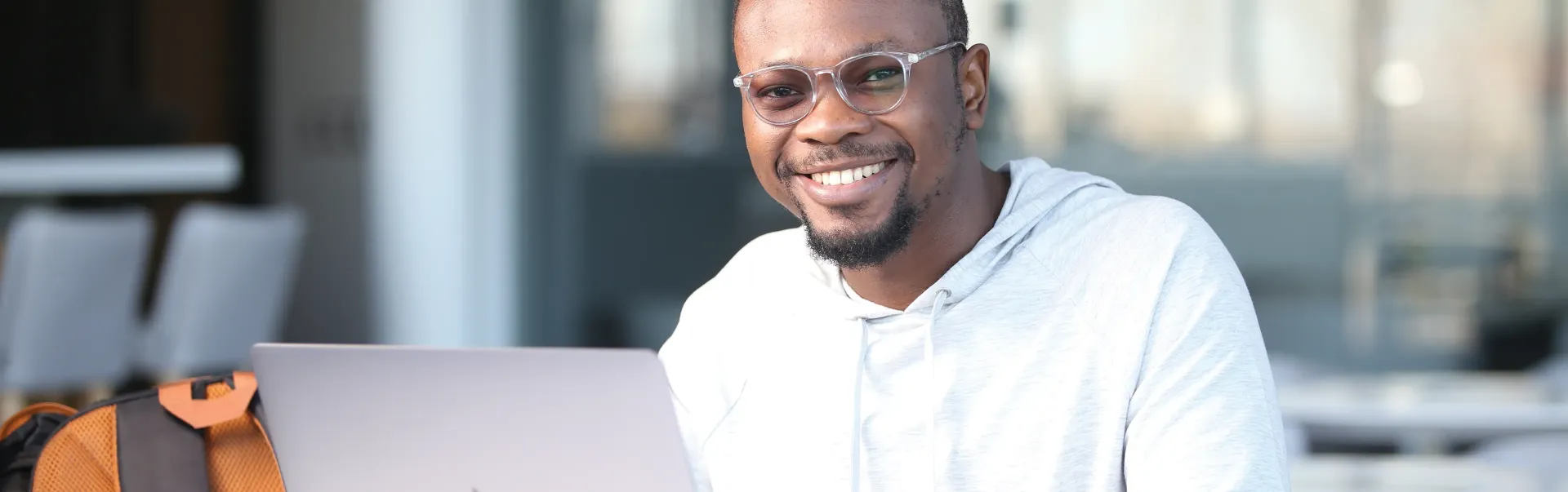 Student on laptop studying