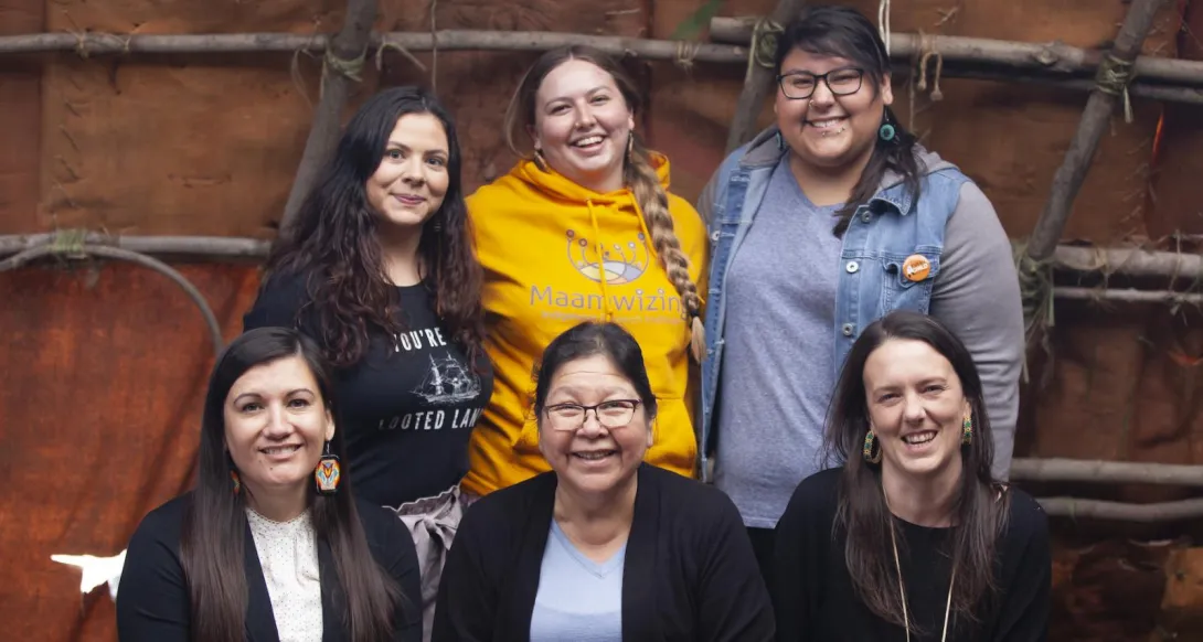 Back Row, L-R Ophelia O’Donnell, Alicia WIlliamson, Cheyenne Oechsler. Front Row, L-R Dr. Joey-Lynn Wabie, Dr. Susan Manitowabi, Marnie Anderson.