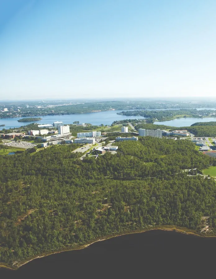 An aerial view of the Laurentian campus