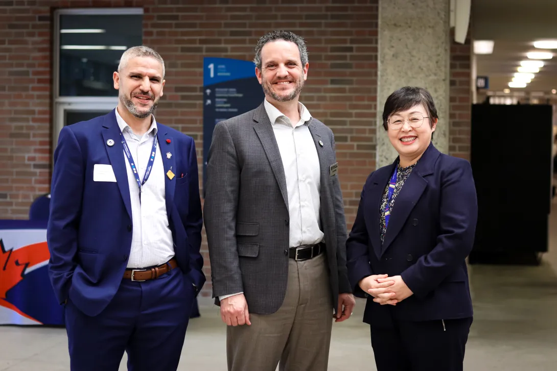 Bahaa Habra, Interim Provost and Vice-President, Academic Alain Simard, and Xuan Zhao Manager, International Recruitment and Student Services.