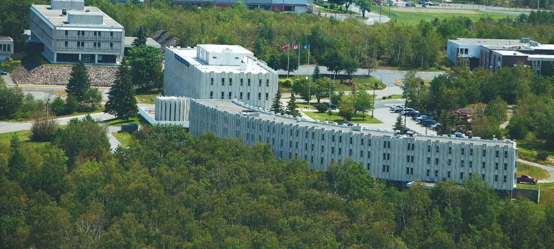 An aerial shot of Laurentian University campus