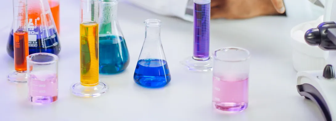 Lab tubes with various substances in them